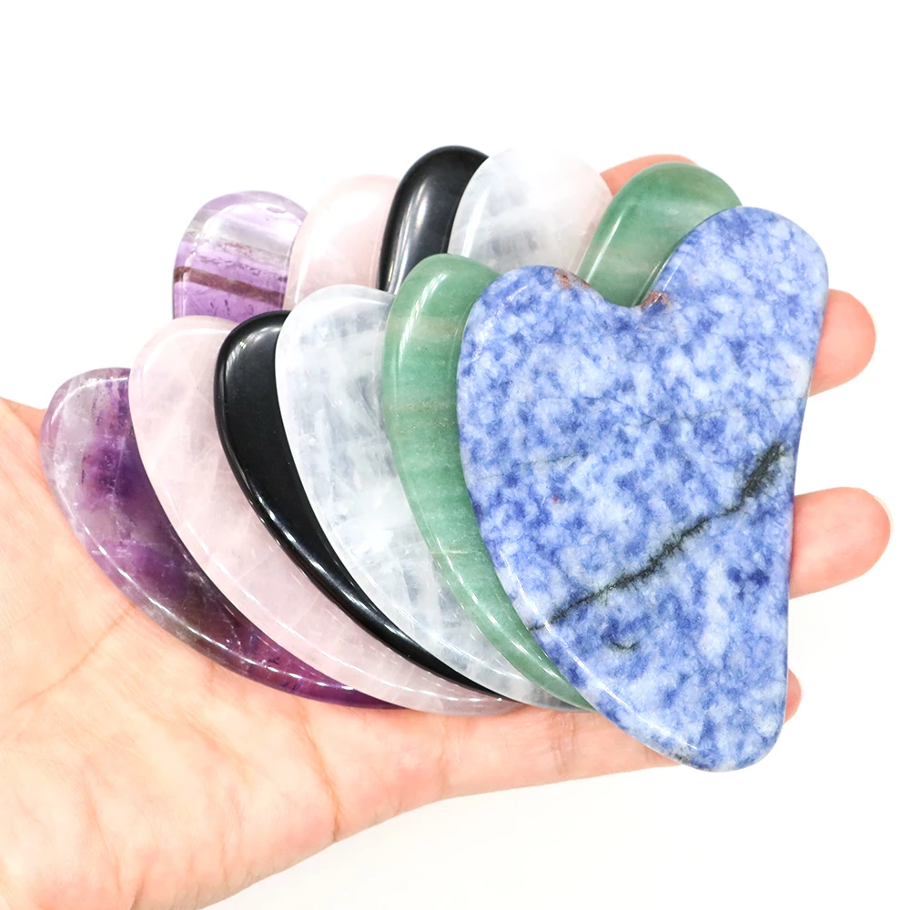 Natural Crystal Stone Massager For The Face Roller Gouache Scraper Amethyst Quartz Gemstone Gua Sha Skin Scraping Skincare SPA