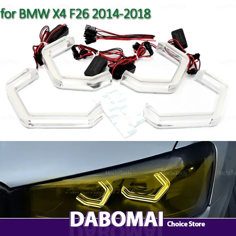 

for BMW X4 F26 14-18 XDrive20i 28i 35i M40i 20d 30d 35d LED Crystal Angel eyes Ring M4 Style DRL DTM Shape Light White Yellow
