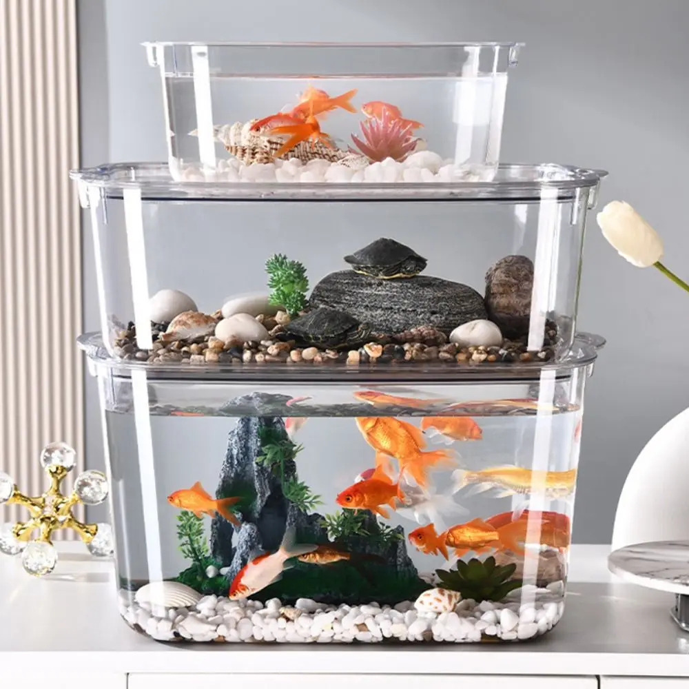 Fall Prevention Explosion-proof Plastic Fish Tank PET Water Plant Tank Tabletop Fish Tank Transparent