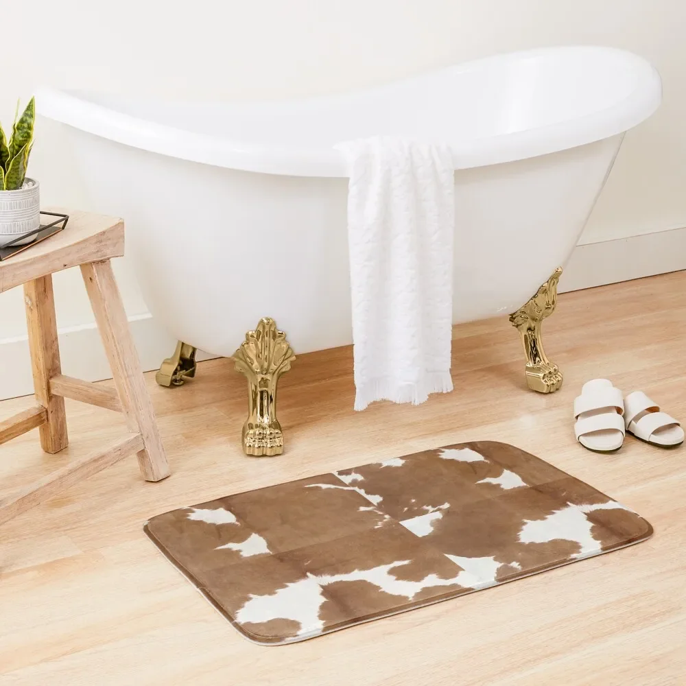 

Cowhide tan and white | Texture Bath Mat Front Door DoorFor Entrance Door Absorbent Carpet For Bathroom Mat