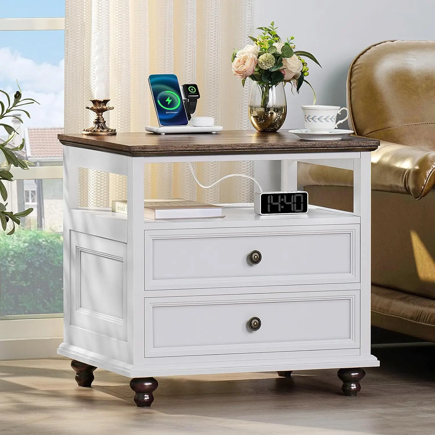 Nightstand with Charging Station, 24