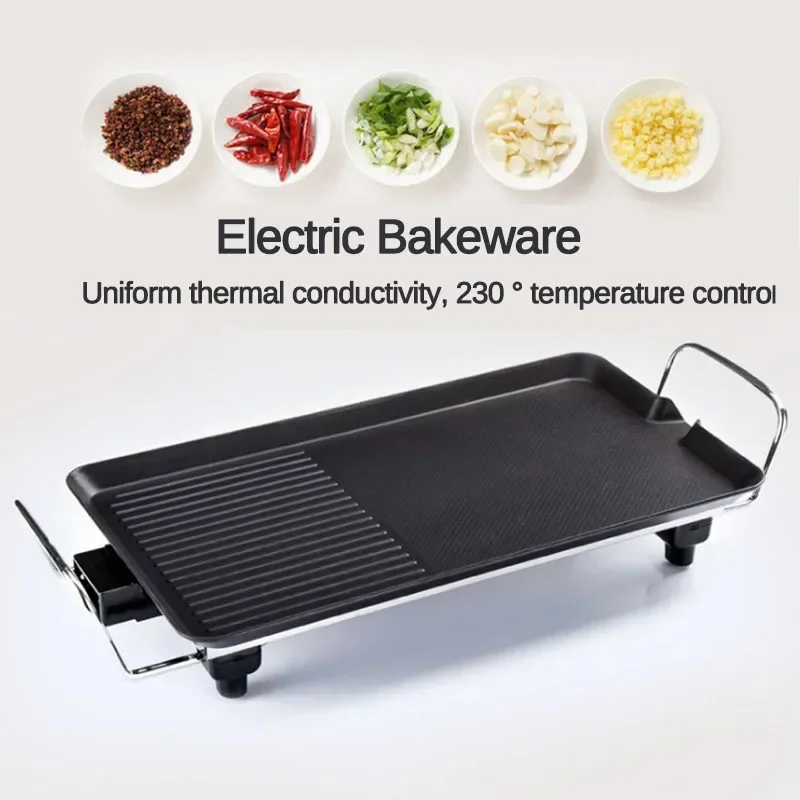 

220V 1200W Electric Ovens Smokeless Nonstick Barbecue Machine Household Electric hotplate BBQ Tools Teppanyaki Grilled Meat Pan