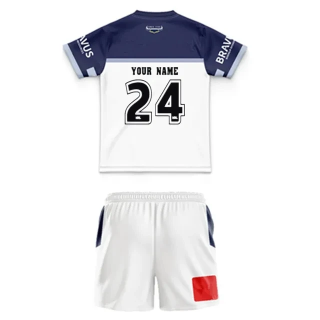 Rugby Jersey Kit personalizado para crianças, casa e longe Jersey, nome personalizado e impressão numérica, costa norte, cowboys, tamanho 16-26, 2024