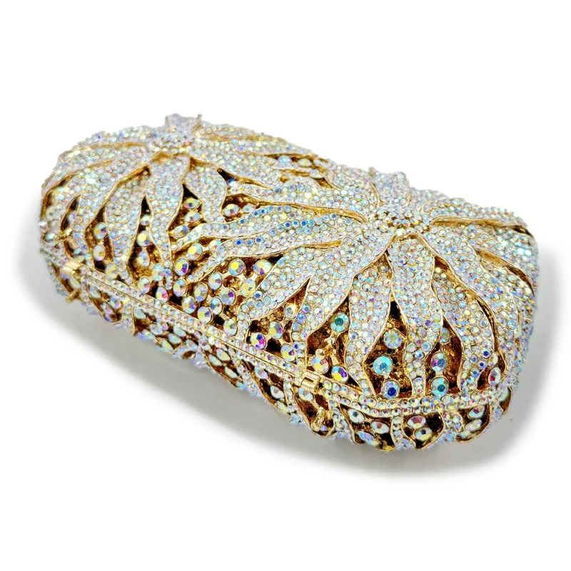 المرأة الماس الجوف اليدوية الأجهزة حقيبة الماس زهرة نمط عشاء حقيبة حقيبة يد بسلسلة Bolsos De Lujo Mujer Marcas Famosas #4