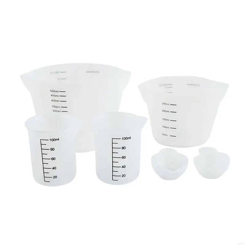 R7UF Silicone Measuring Cups 500ml and 250ml Large Reusable Resin Measuring Cups