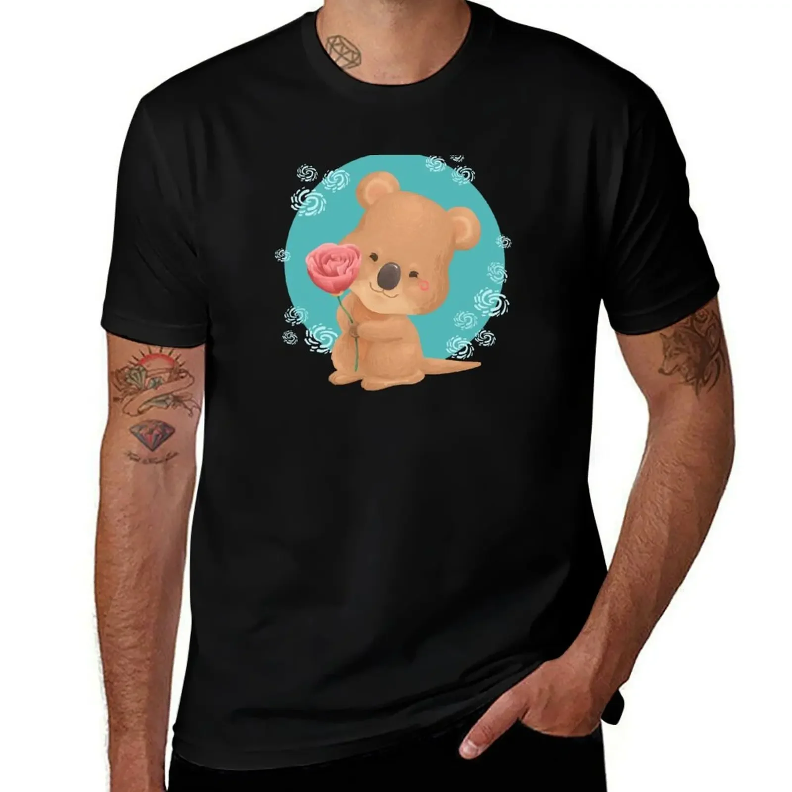 Quokka Holding a Flower T-Shirt oversizeds oversized t shirt essential t shirt cotton graphic tees mens graphic t-shirts funny