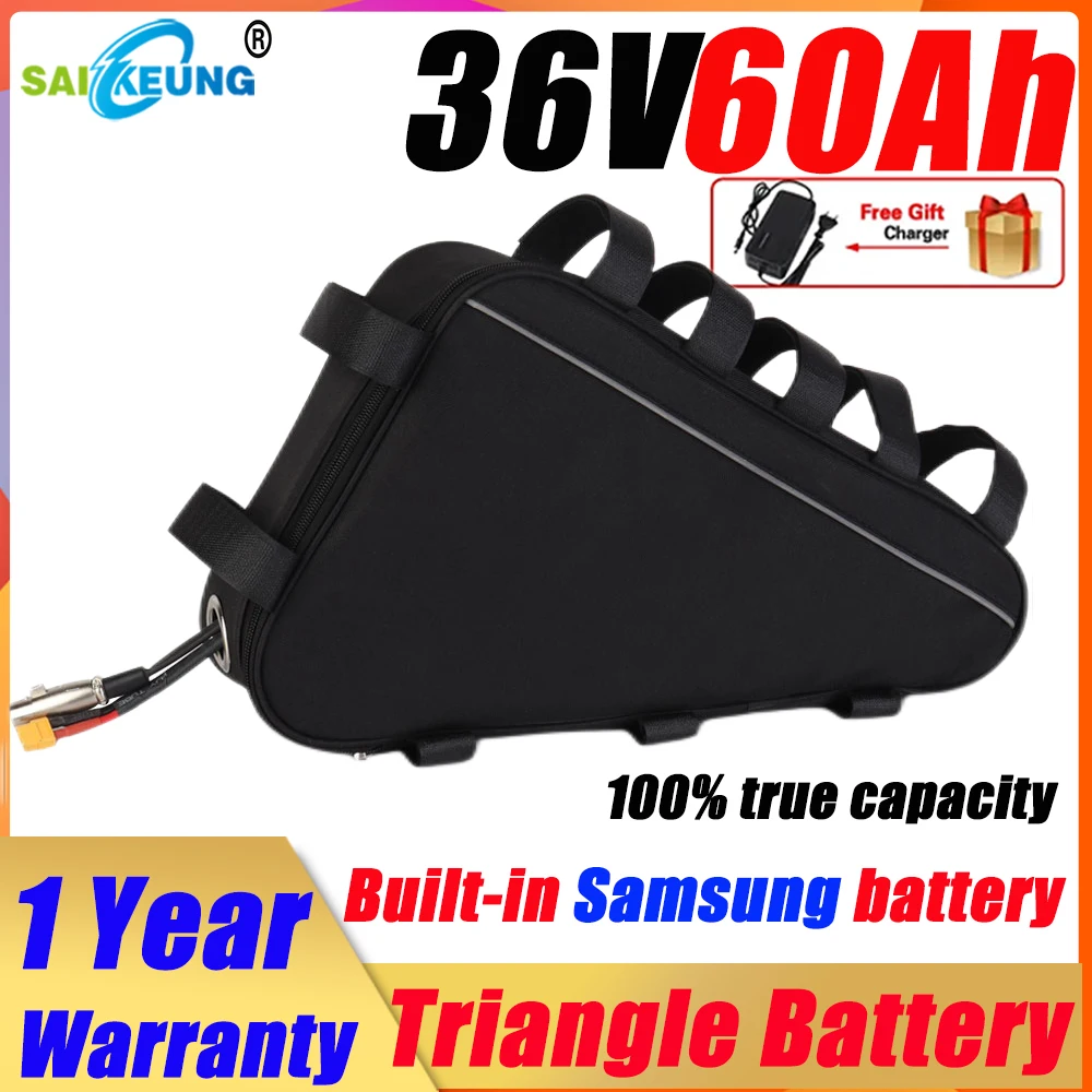 

Triangle 36V 60v 72v 18650 Cell 52V 48V 20AH 24ah 30AH 35ah 40AH Huge Capacity 2000W 50Ah60ah Ebike Lithium Battery with Charger