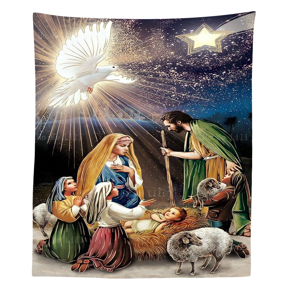 The Cross-Bearing Theotokos Icon Nativity Scene The Mystic Marriage Of Saint Catherine Of Siena Tapestry Wall Hanging