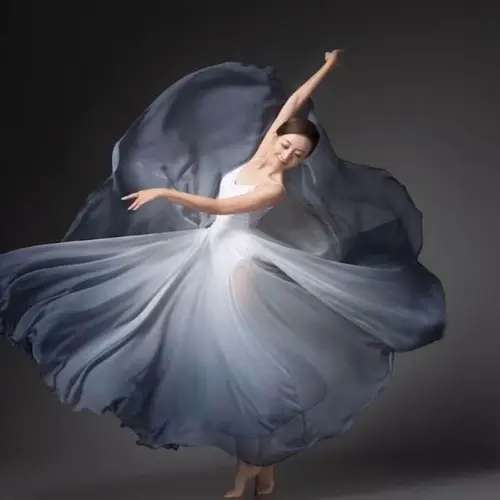 Imagen 1 del producto Falda de entrenamiento de danza moderna clásica étnica para mujer, falda oscilante de rendimiento elegante con gradiente, falda etérea de 720 grados