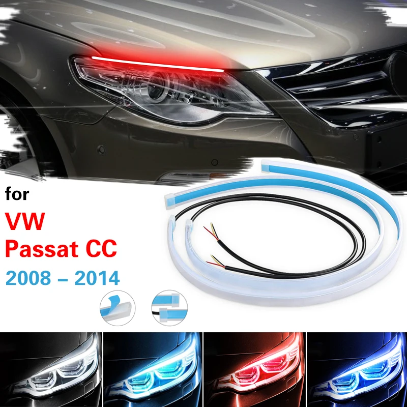 

2023 Newest Start-Scan LED Car DRL Daytime Running Lights for VW Passat CC 2008-2014 Auto Flowing Turn Signal Guide Strip Lamp