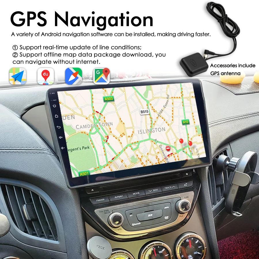 Wireless CarPlay AI Voice Android 13 Car Radio Stereo GPS For Huyndai Genesis Coupe 2013 2014 Multimedia Video Player Head Unit