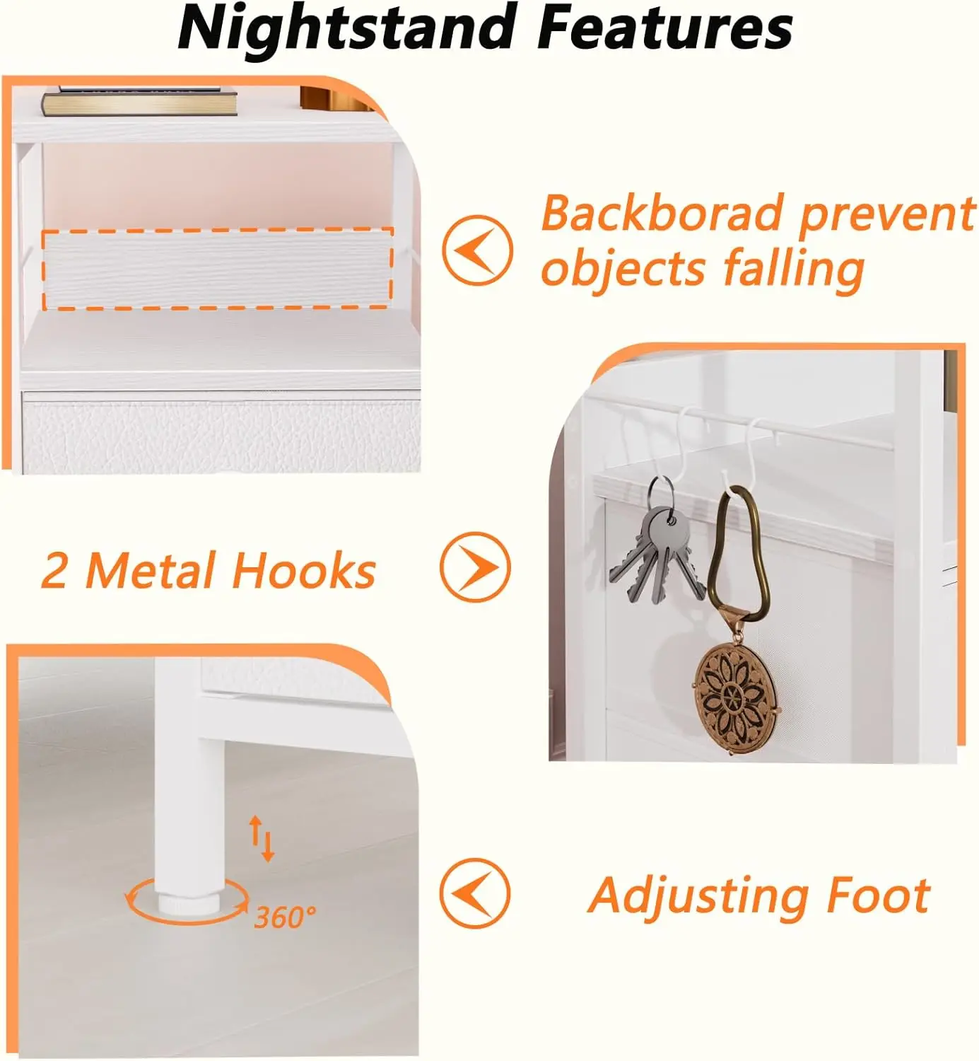 Fabric Drawer Nightstands Set 6