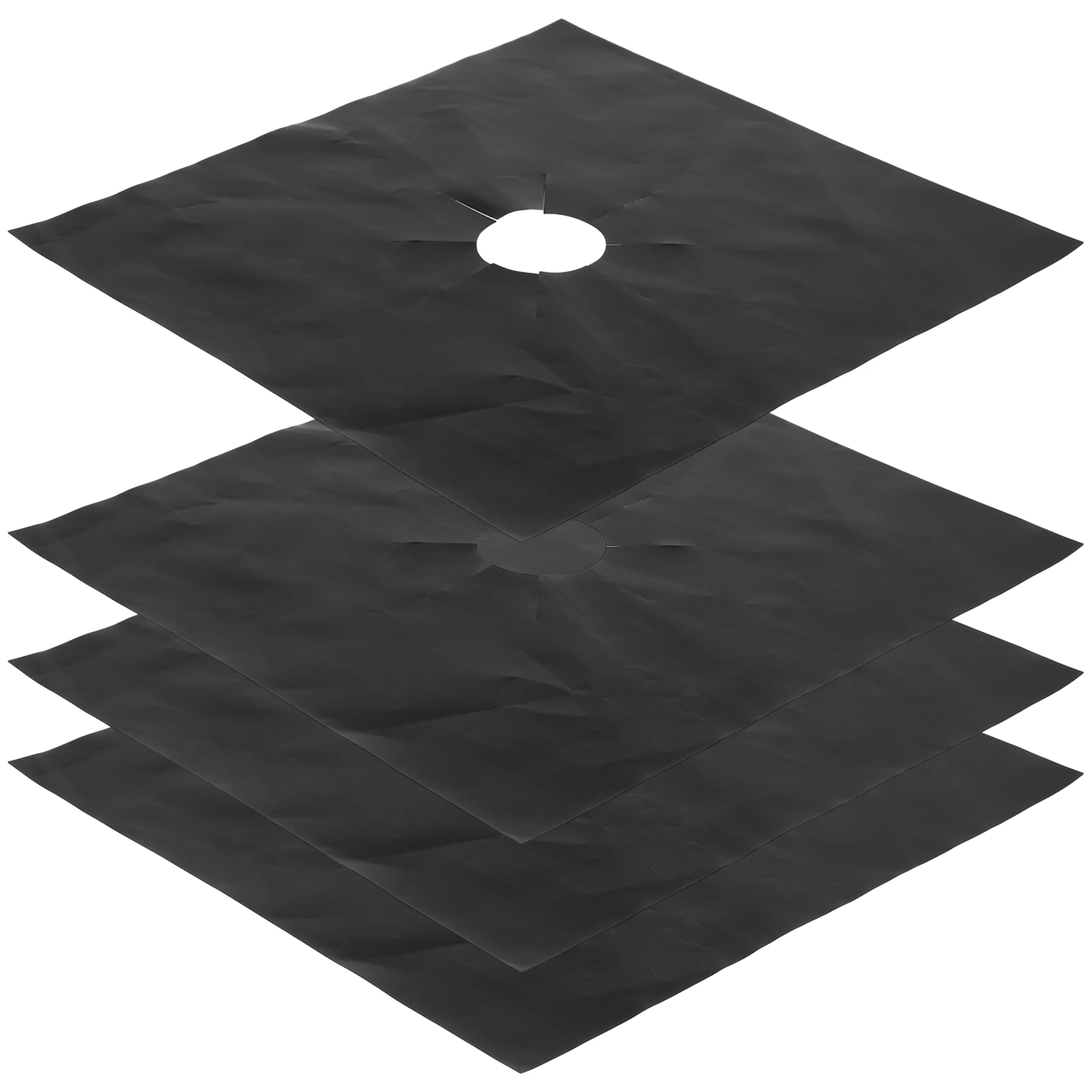 

4pcs 27cm Black Cooktop Mats Gas Stove Burner Protectors Heat Resistant Easy Clean Reusable Kitchen Furnace Covers