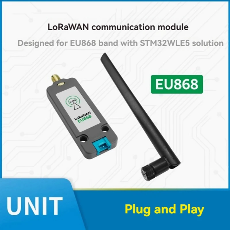 Unidade Lorawan EU868 868-870Mhz Módulo de comunicação de banda de frequência P2P Comunicação STM32WLE5 com antena