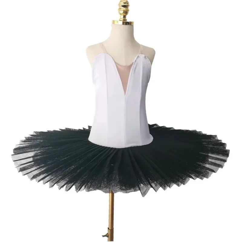 تنورة باليه توتو أسود أبيض مخملي بلايز للأطفال الكبار أزياء مسرحية الرقص الإناث القرص بحيرة البجع فستان سم؛ 5