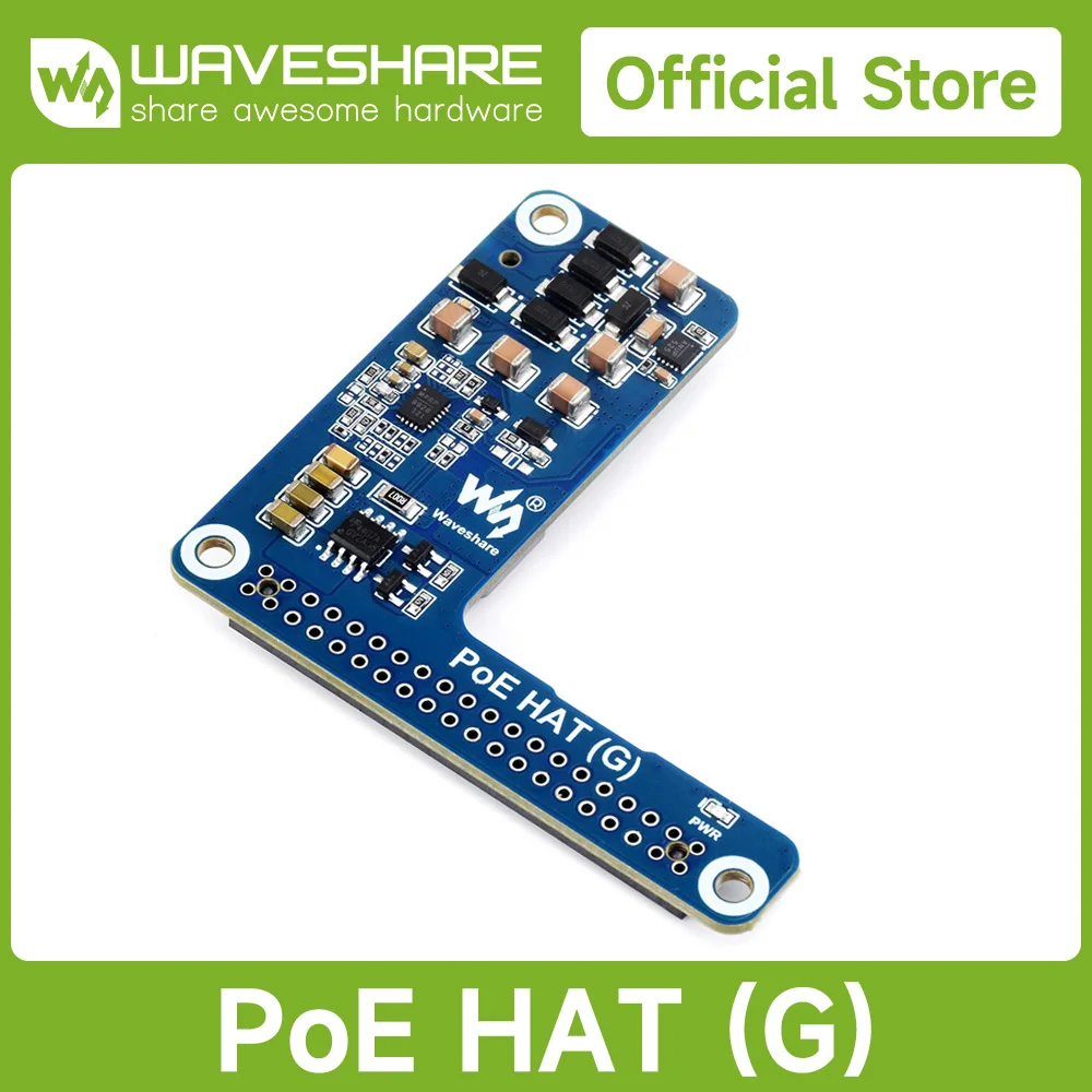 Waveshare Raspberry Pi 5 PoE HAT Power Over Ethernet HAT (G), 5V 5A uitgang, 802.3af/at netwerk, PoE HAT (G) voor Raspberry Pi 5