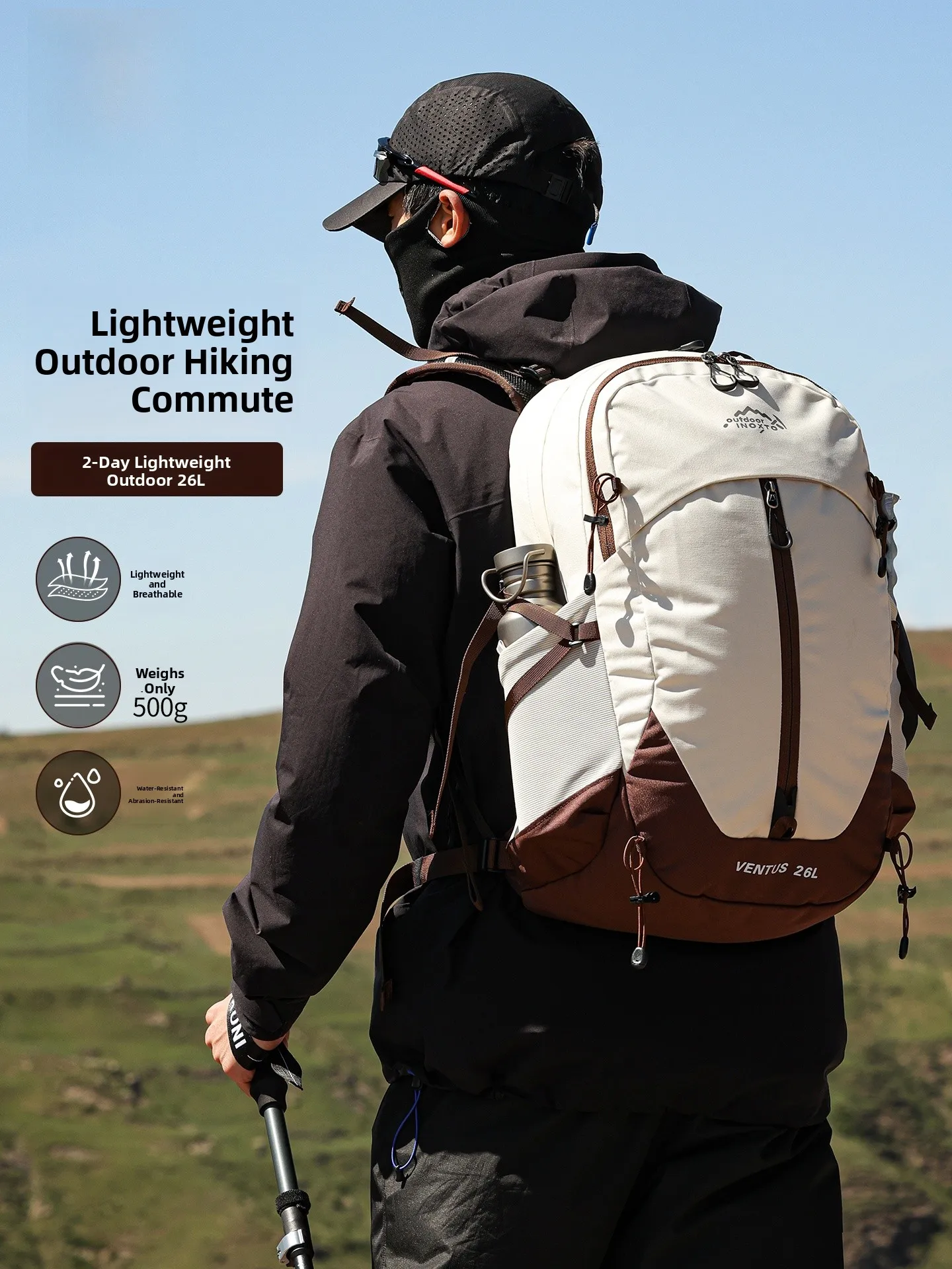 Lightweight Outdoor Climbing Bag 26L Unisex Hiking Backpack Double Shoulder Outdoor Sports Bag with Rain Cover And Water Bott...