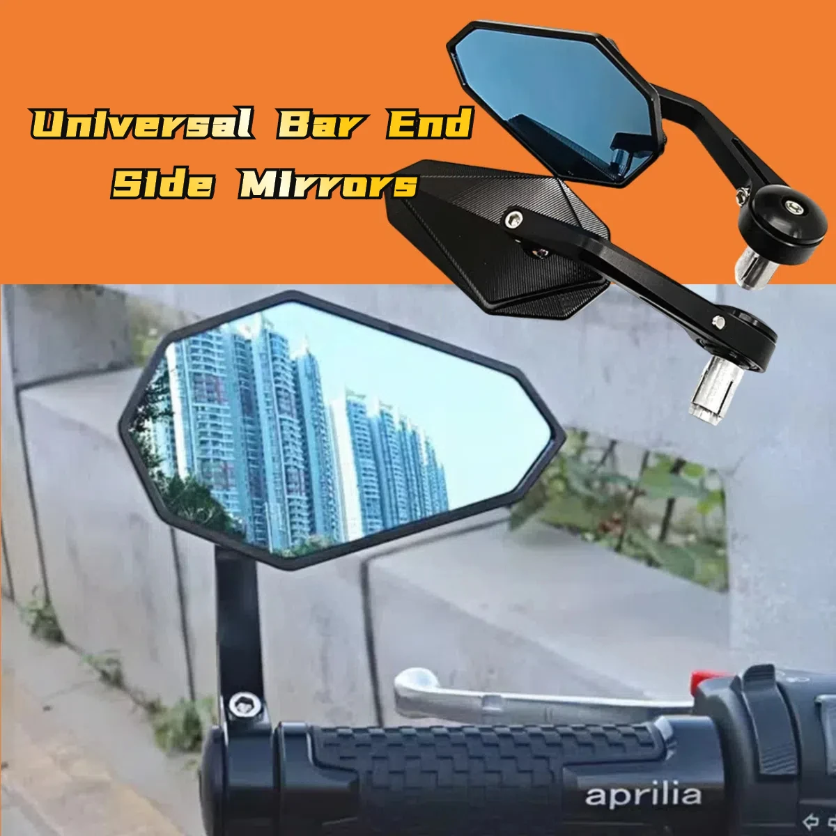 

Universal For Motorcycle Bar End Anti-dazzling Rearview Mirror 22mm 7/8" Handle Bar Side Mirror 360° Adjustable Mirrors