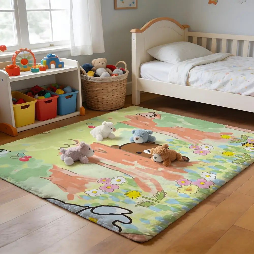 

Floor Mat Soft Flannel Rug Non-Slip Absorbent Mat for Bathroom Bedroom Home Decor R-Rilakkuma Anime