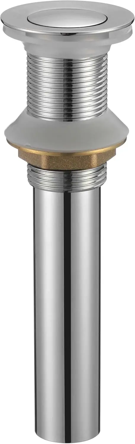 

Bathroom Sink Drain Without Overflow, Vessel Sink Lavatory Vanity Pop Up Drain Stopper Without Overflow, Brass and Stain