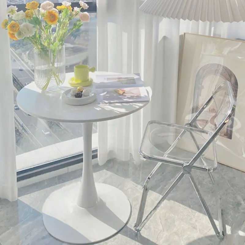 Small Round Dining Table Simple Meeting Negotiation Table Coffee and Milk Tea Shop Table Ins Balcony Table Dining Room Furniture