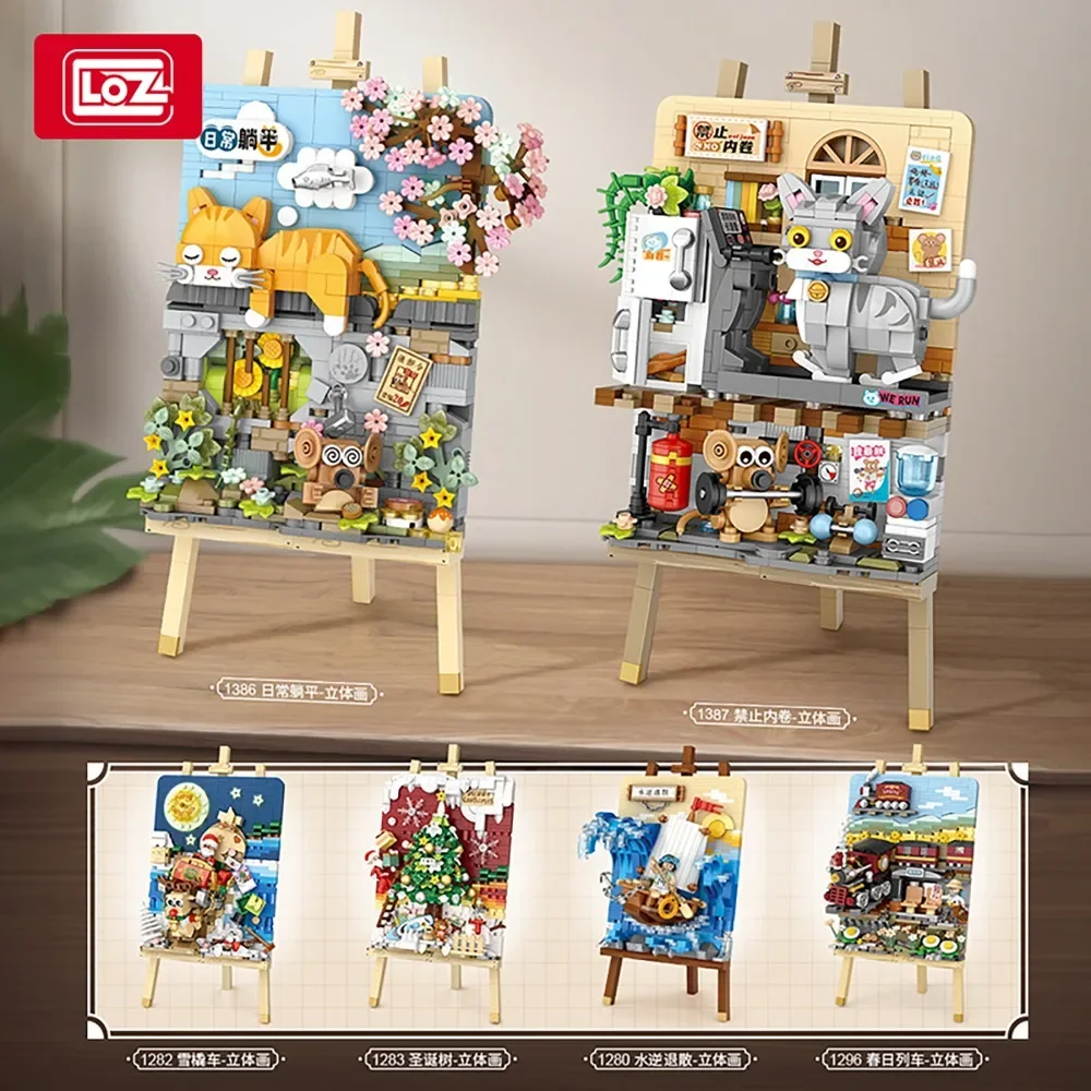 

Mini Animals Landscape Drawing Board Building Blocks Christmas Train Puzzle Toy Bricks Kids Birthday Gift