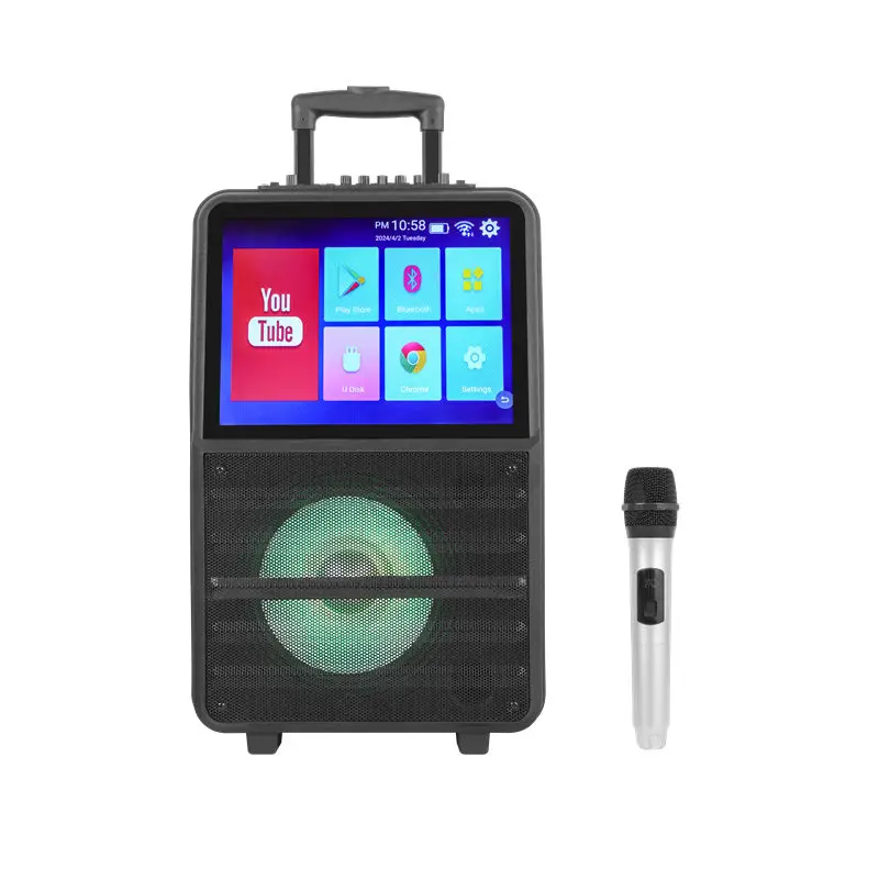 Miglior prezzo Woofer da 8 pollici Altoparlante Karaoke Big Power Sound Box Sistema Android con schermo intelligente da 14,1 "con luce LED
