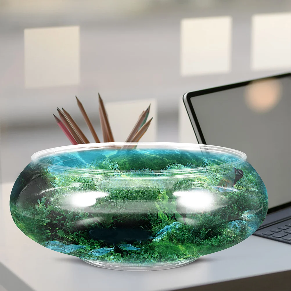 

2Pcs Desktop Transparent Plastic Fish Tank Small Round Aquarium Bowl Office Home Decor Aquariums Tanks Fish Tank for Goldfish