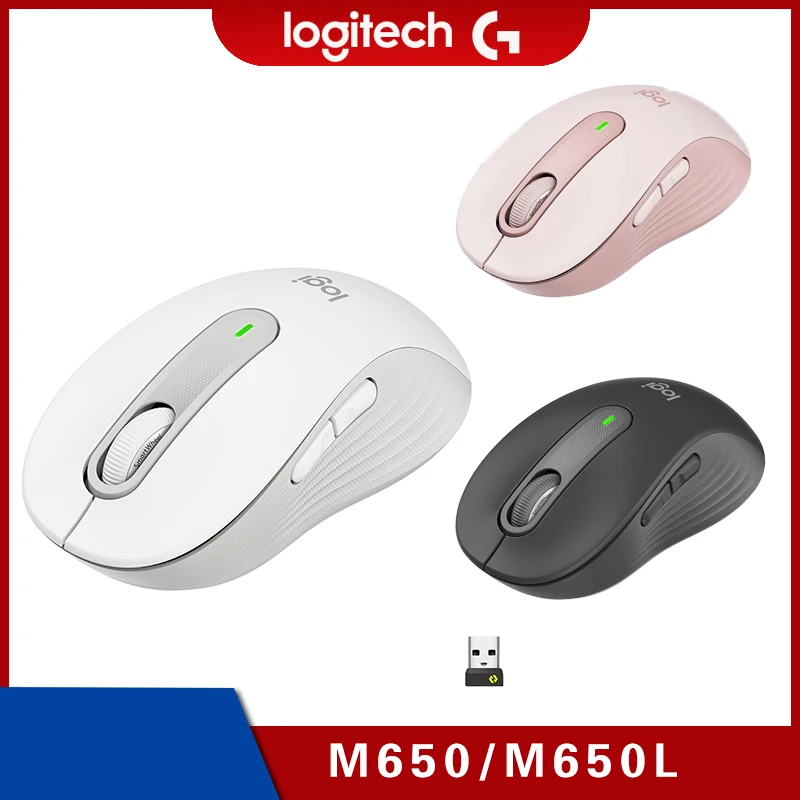 M650 Logitech ลายเซ็น/M650L เมาส์ไร้สายบลูทูธ2.4กิกะเฮิร์ตซ์-สำหรับมือเล็กถึงขนาดกลางคลิก Mouse Notebook แบบเงียบ