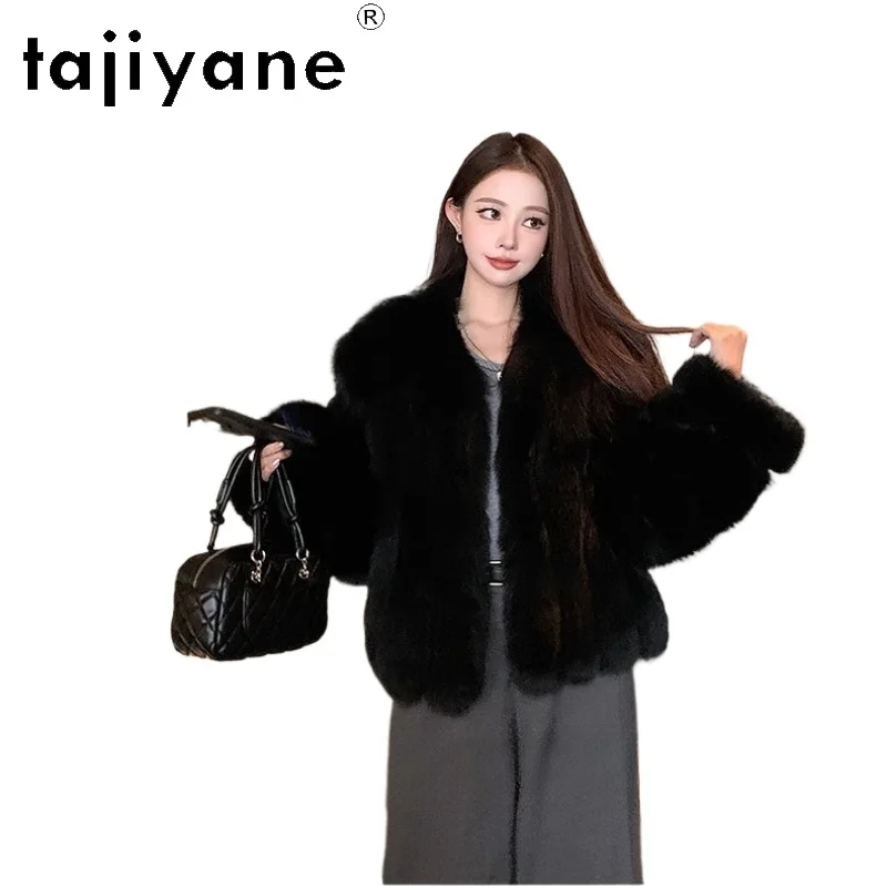 TAJIYANE 100% Natural Fox Fur Coat Women Stylish V-neck Real Fur Jackets 2025 New in Coats Winter Woman Clothing шуба женская