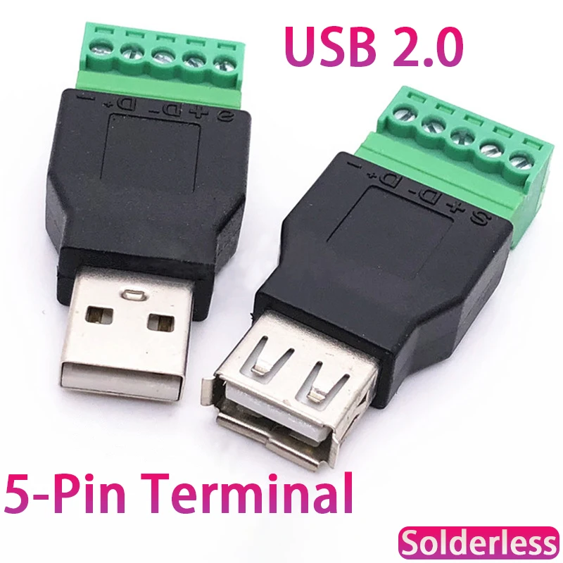 USB 2.0 타입 암수 턴 5 핀 터미널, 용접 플러그 방지, USB 플러그 암수 헤드 커넥터, 1 개 