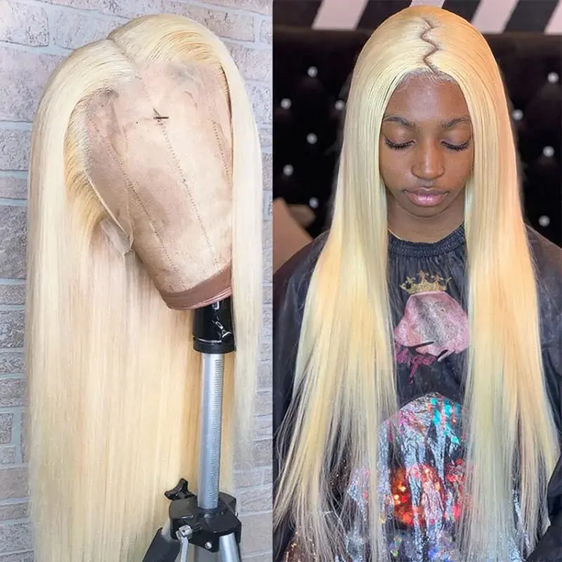 Rosabeauty 13x6 Blonde Straight Lace Front Human Hair Wigs 613 HD Glueless 13X4 Frontal Wig Preplucked 40Inches 250% For Women