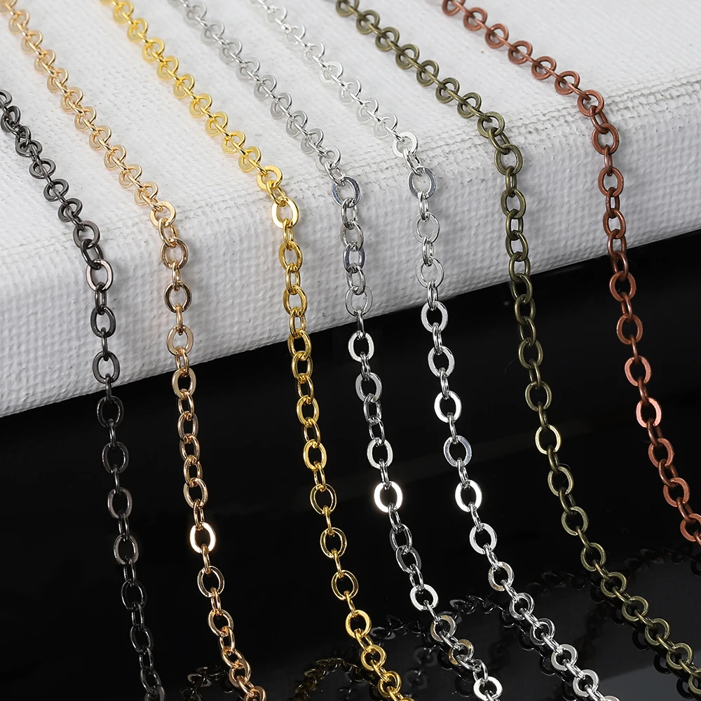 5meter/lot Width1.5 2mm Copper Oval Link Necklace Chain for Handmade DIY Jewelry Making Bracelet Necklace Accessories Supplies