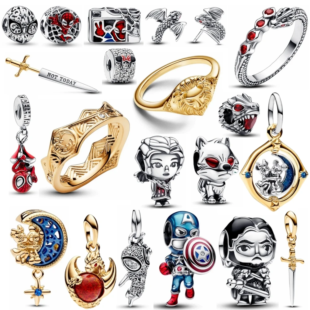 2024 Song of Ice Fire Power Bead Pendant for Women Herocross Disney Throne Charm Fit Pandora Bracelet DIY Jewelry