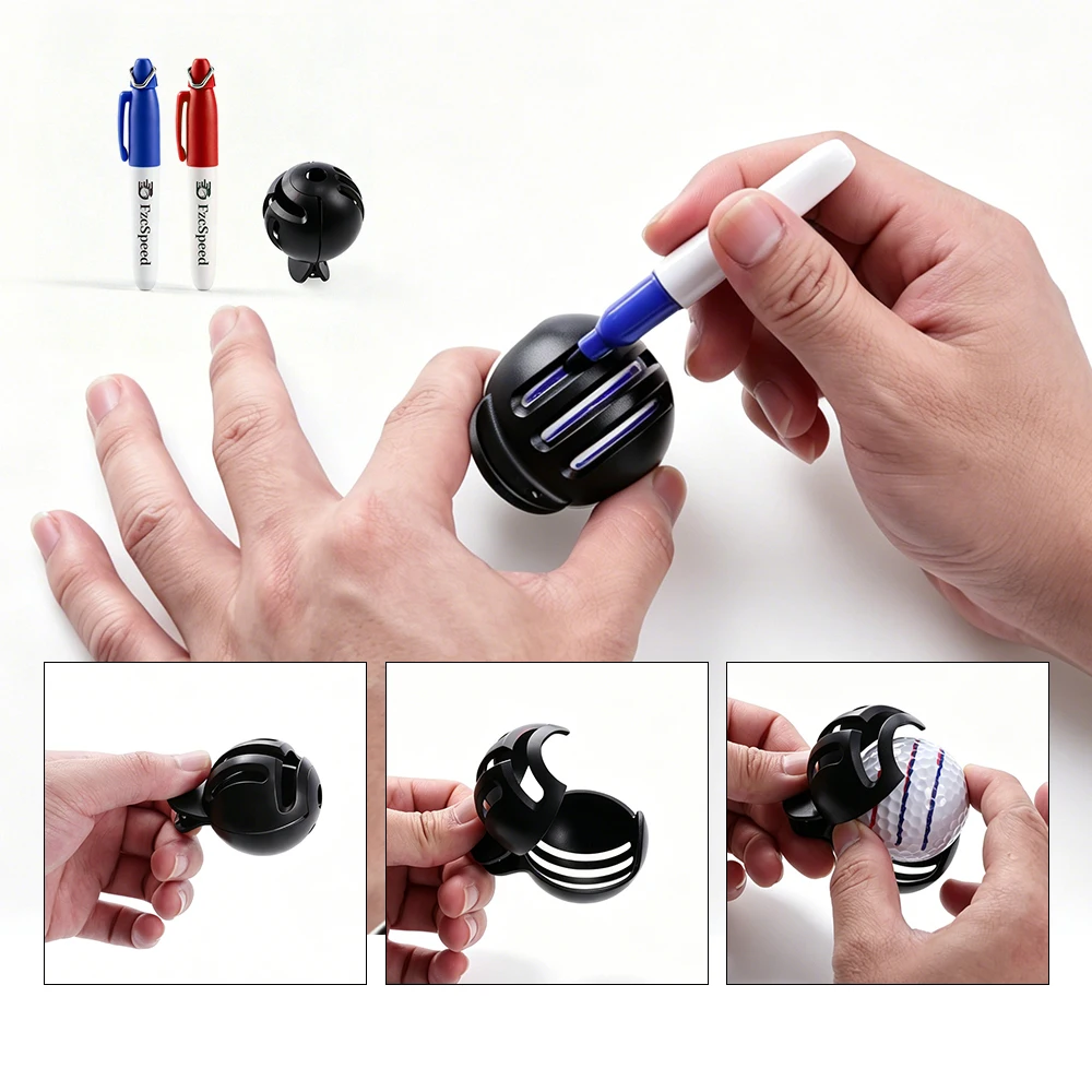 FzcSpeed 1 Set Golfball-Markierer mit 2 Golfball-Markierungsstiften, Zeichen- und Ausrichtungswerkzeug für Herren und Damen – Detail 7