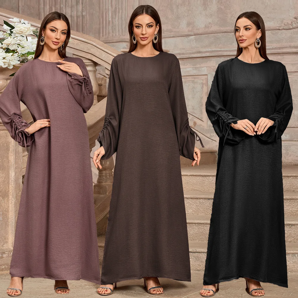 

Мусульманское женское платье макси Абая Дубай Vestidos на шнуровке Саудовский длинный халат Марокко Кафтан Джалабия Ид Рамадан Абая Скромные платья