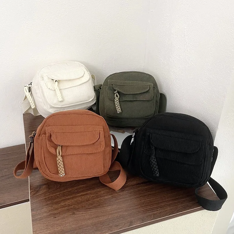 2026 new corduroy shoulder bag, casual shoulder bag, fashionable small square bag, crossbody bag