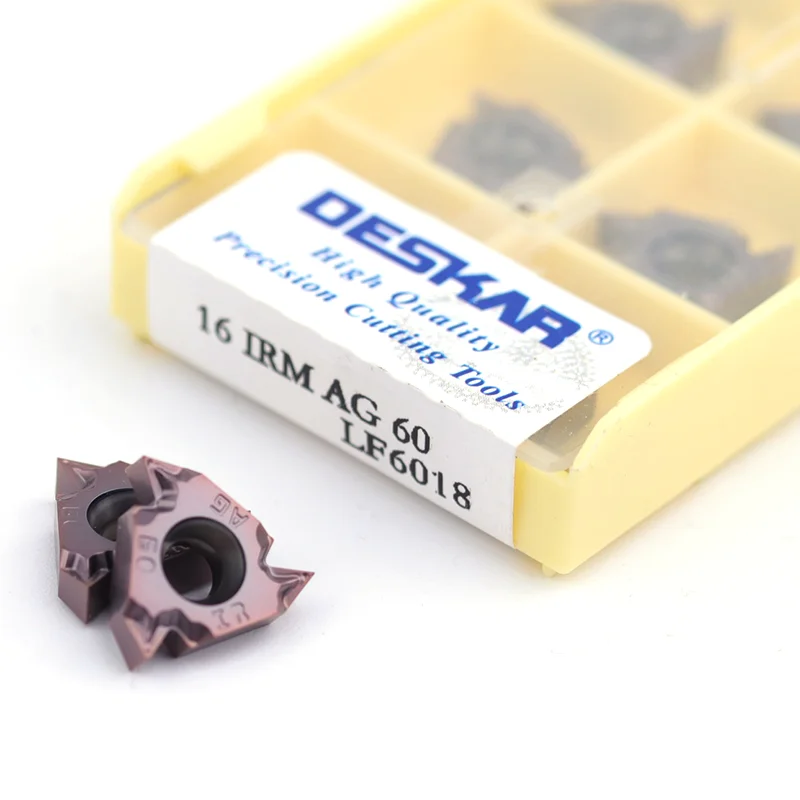 10pcs 카바이드 인서트 16ERM 16IRM AG60 AG55 11W 14W 1.0ISO 1.5 2.0 2.5 3.0ISO LF6018 DESKAR CNC 선반 나사 선삭 커터 도구