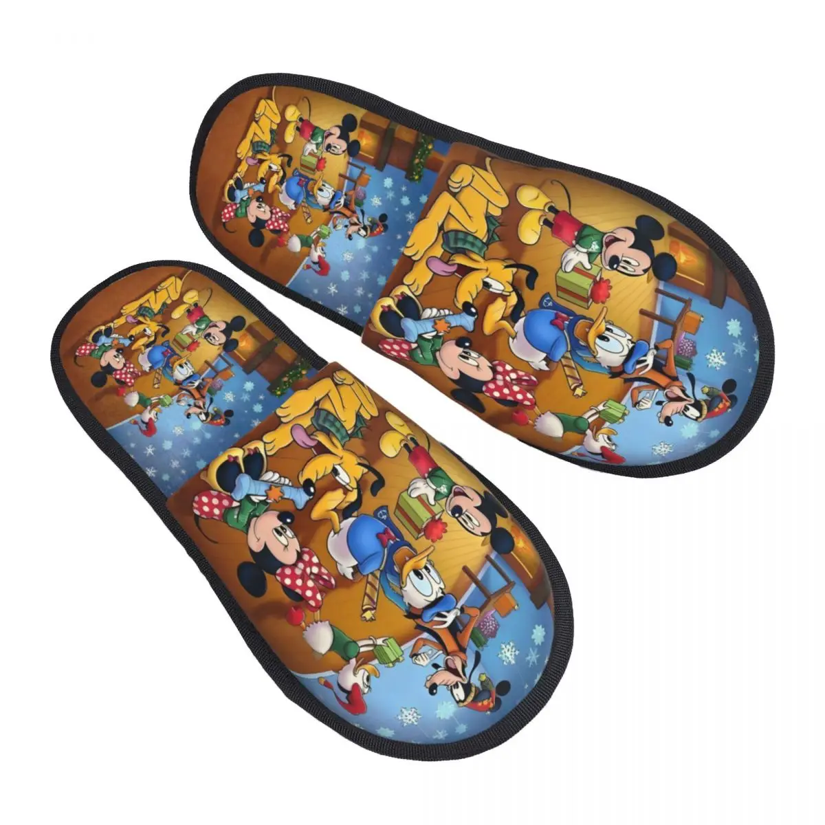 

Домашние тапочки с принтом Микки Мауса и Дональда Дака, мягкие теплые пушистые тапочки из пены с эффектом памяти в стиле аниме, домашняя уличная обувь