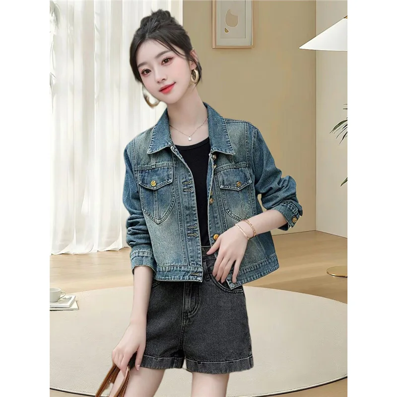 

Cowboy Jacket Female Short 2025 Spring and Fall New Burst of Small Temperament Casual Loose Jacket Blouse Cowboy Clothes