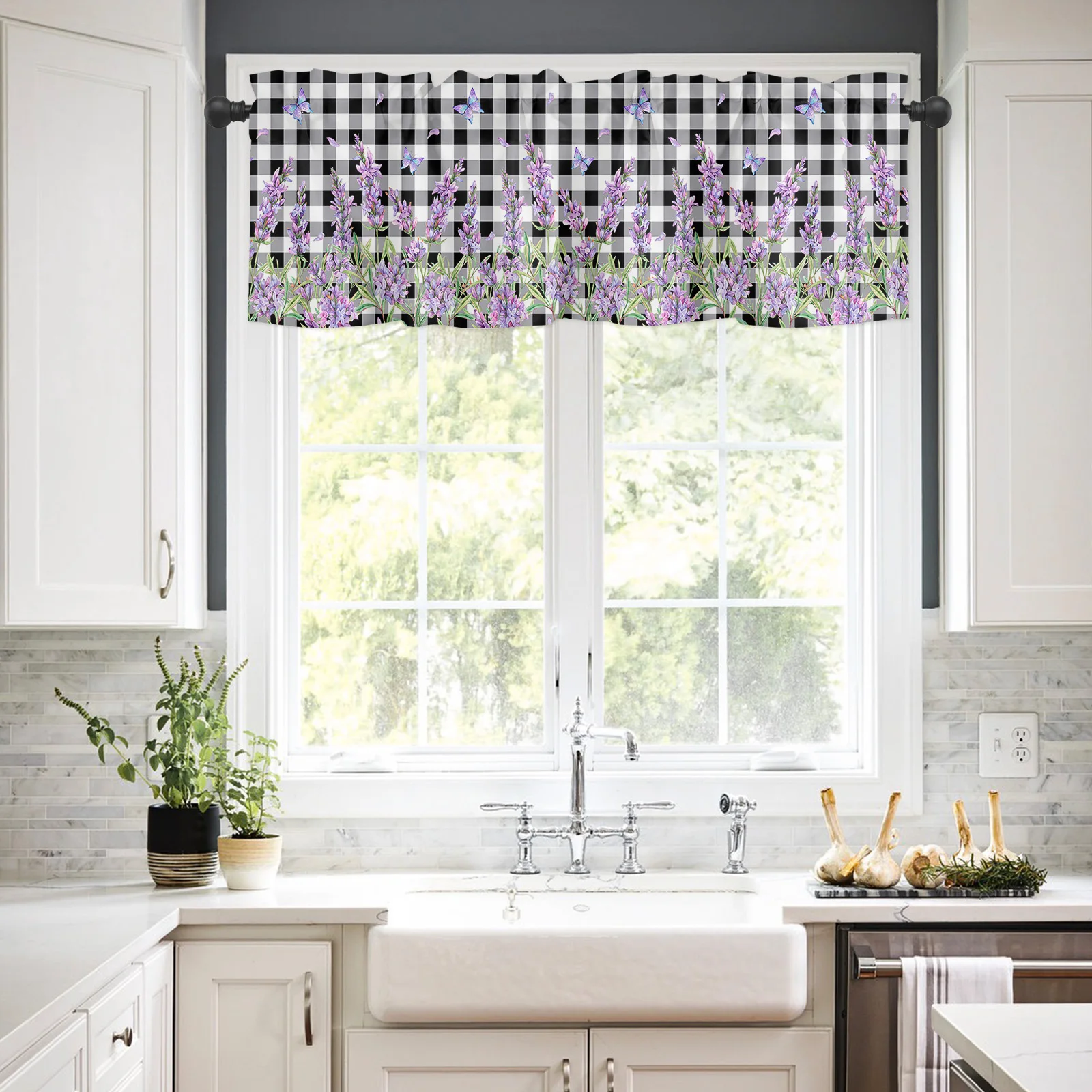 ZEDLIYU Valances for Windows Kitchen Living Room Small Window Valance Lavender 1 Panel, 54 x 18 Inch