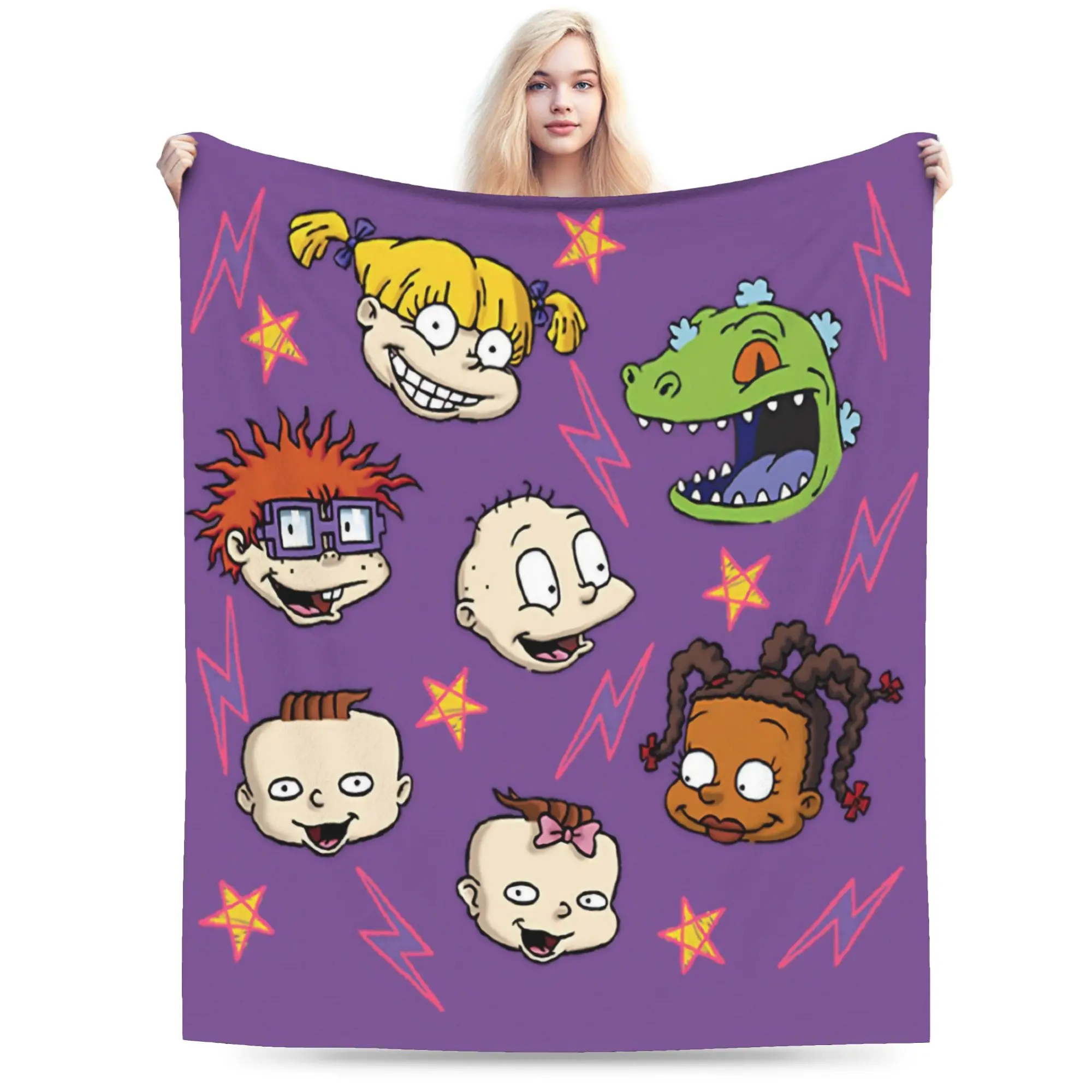 Super Soft Cartoon R-Rugrats Throw Blanket Premium Flannel Fleece Lightweight  Bed Blanket Fuzzy Plush Blankets All Season Use