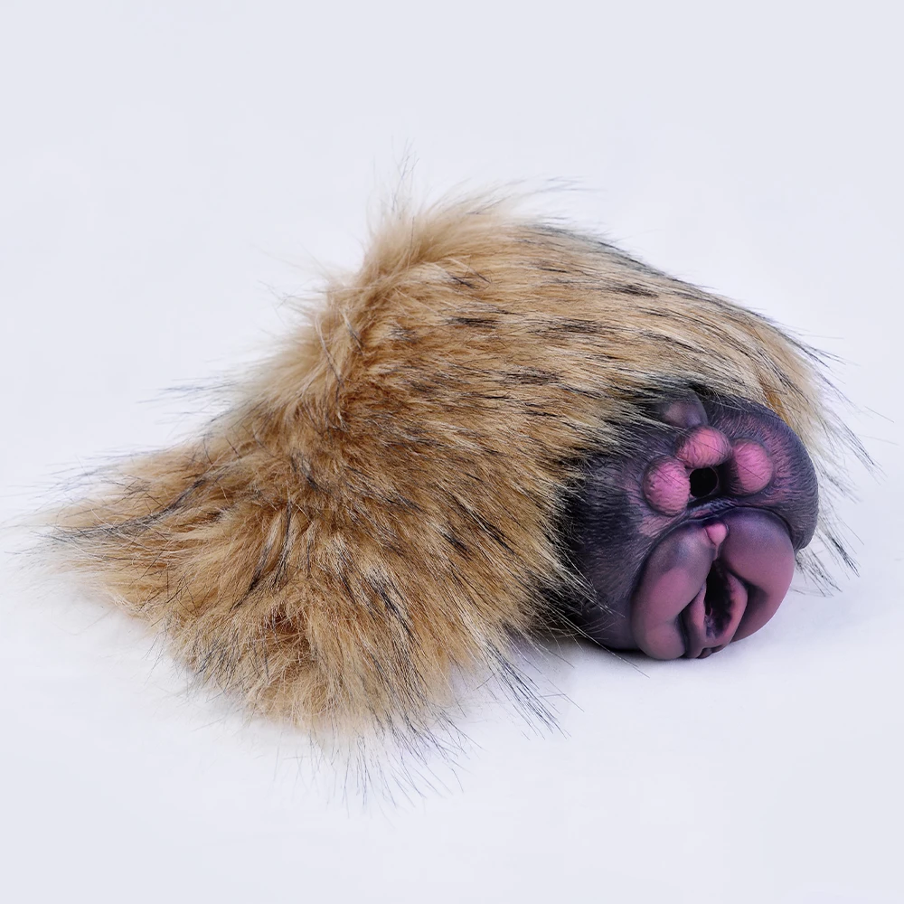 GEEBA Fantasy Male Masturbator With Artificial Animal Fur Double Hole Intimate Open-ended Vagina Anal Sex Toy For Men Masrurbate