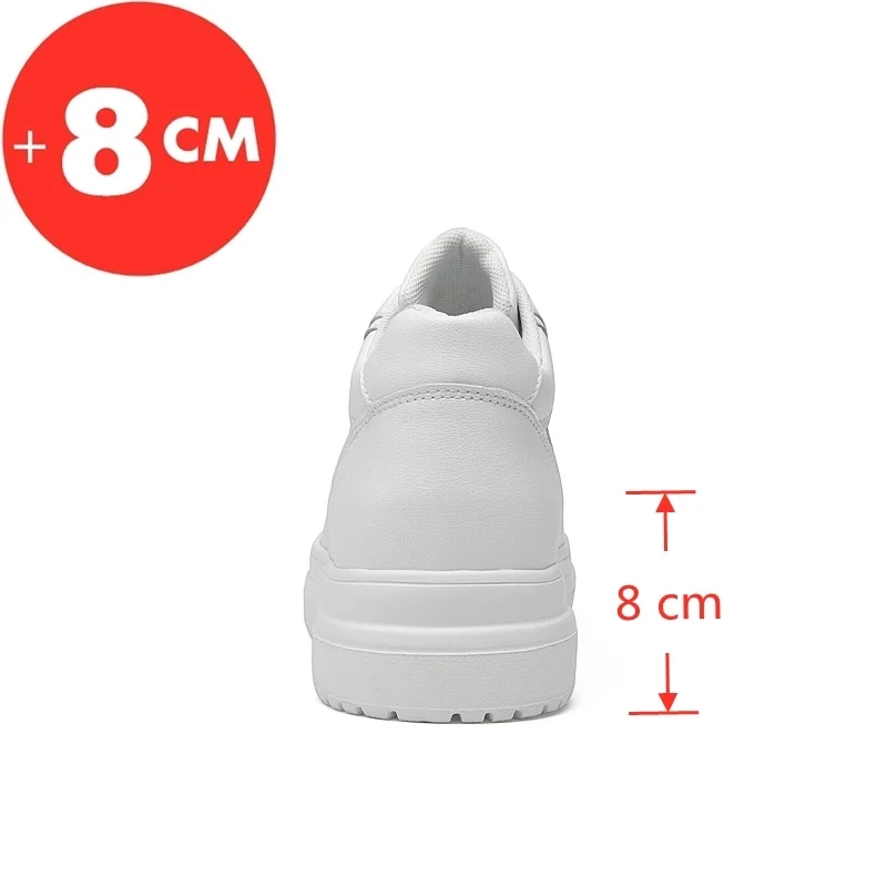 Chaussures rehaussantes à talons cachés pour hommes, baskets blanches et noires, chaussures de sport à la mode, augmentant la semelle intérieure de 8cm, plus grandes