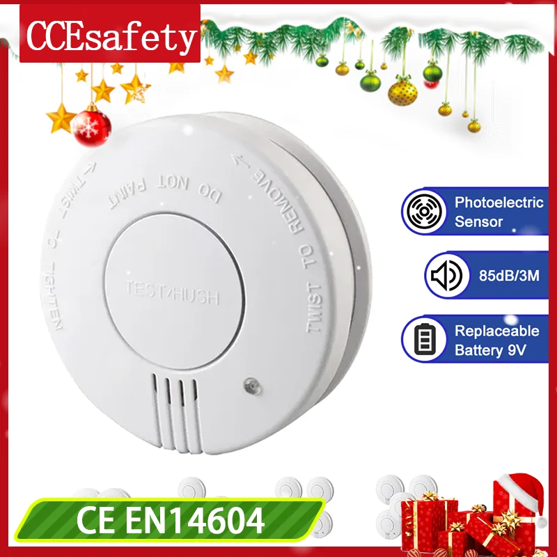 Smoke Detector 9V Replaceable Battery Smoke And Fire Alarm Smoke Sensor Low Battery Beep For Kitchen Bedroom Office CE EN14604