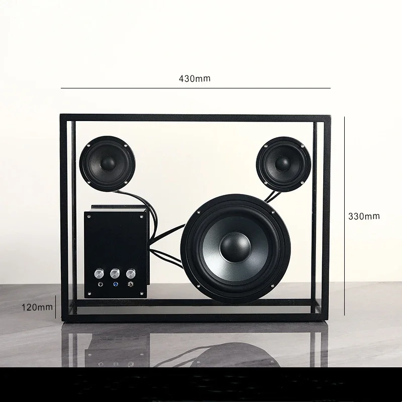 Retro Transparent Subwoofer Wireless Hi-Fi Bookshelf Bluetooth Speakers AUX Computer Loudspeaker Creative Decoration Acoustics