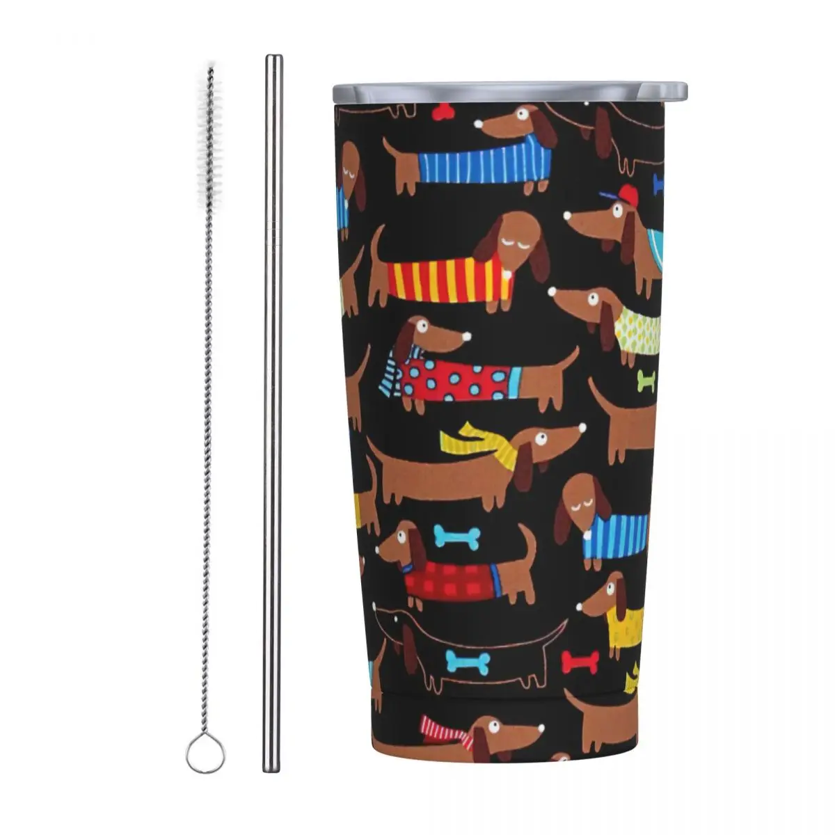 Hund Dackel 20 Unzen Becher Tier vakuum isolierte Reise Kaffeetasse mit Deckel und Stroh Edelstahl Smoothie Tee becher Tasse