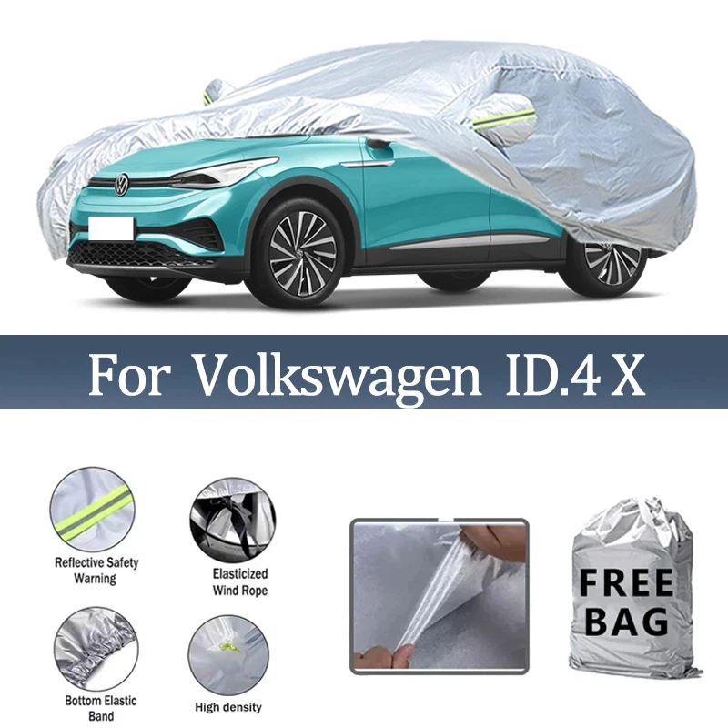 

For Volkswagen ID.4 X Car Cover Outdoor Protection Covers Snow Sunshade Waterproof Dustproof Exterior UV Car Accessories