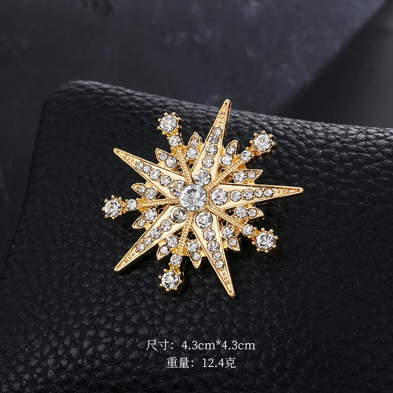 baiduqiandu Brand New Arrival Clear Crystal Rhinestones Starburst Brooches in Dark Silver Color Plated