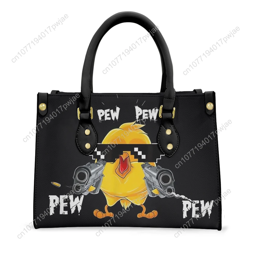 Pew Pew Madafakas Fun Pattern Tote Bag Purse Womens Mens Personalized Text Image PU Leather Handbag Business Shopping Gift Bags